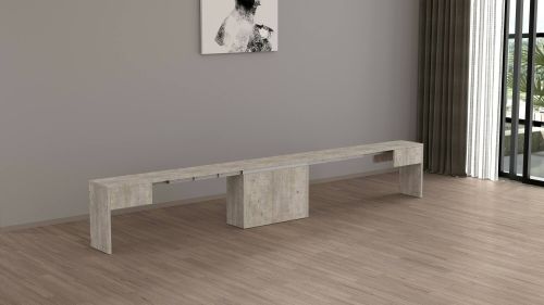 Panca Ubertino, Seduta per tavolo da pranzo, Panca singola allungabile, 290x25h45 cm, Cemento