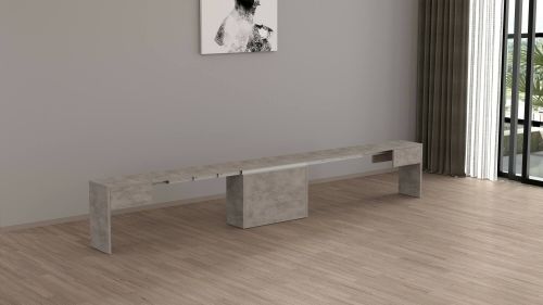 Panca Ubertino, Seduta per tavolo da pranzo, Panca singola allungabile, 290x25h45 cm, Grigio