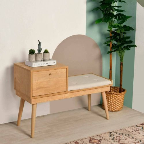 Panchetta decorativa quercia e crema 40x105x45h cm - Asolo