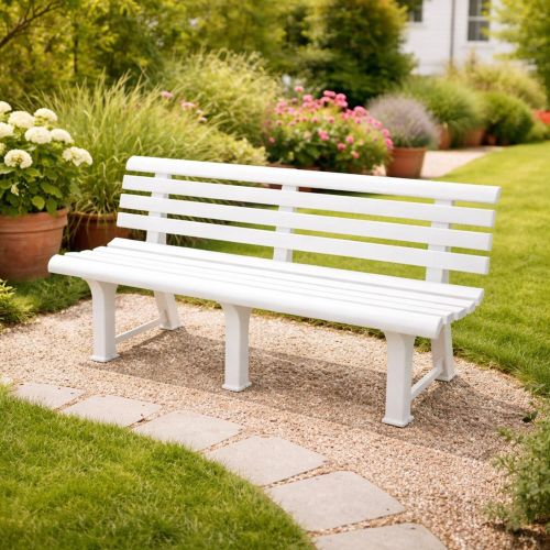 Panchina da esterno Artur, 145x49h74 cm, Bianco