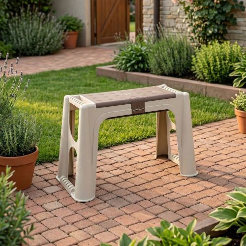 Panchina da esterno Barry, 58x29h37 cm, Beige e Marrone