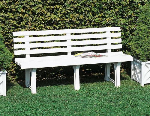 Panchina da esterno Pomezia, Panca monoblocco da giardino, Panchina outdoor, 100% Made in Italy, 145x49h74 cm, Bianco