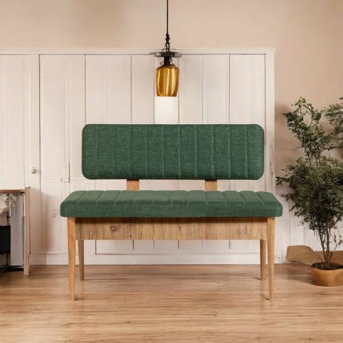 Panchina da esterno Situla, Panca da giardino, Seduta outdoor multi posizione, Sedia in plastica da balcone, 110x40 h85 cm, Quercia e Verde