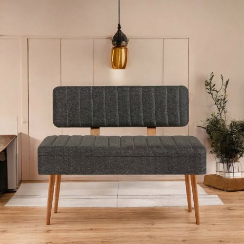Panchina da esterno Situla, Panca da giardino, Seduta outdoor multi posizione, Sedia in plastica da balcone, 90x39 h40 cm, Quercia e Antracite