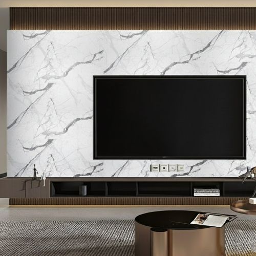 Pannello Decorativo Bianco Marmo set da 6, Facile da Tagliare, Facile da Installare Texture Realistica 60x0.3 cm, Isolante Acustico Scarsa Isolazione