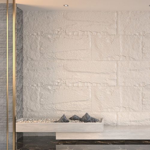 Pannello Decorativo Bianco Roccia set da 20, Facile da Tagliare, Facile da Installare Texture Realistica 60x3 cm, Isolante Acustico Buona Isolazione