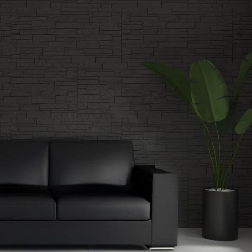 Pannello Decorativo Grigio Ardesia set da 12, Facile da Tagliare, Facile da Installare Texture Realistica 60x2.5 cm, - Torriana