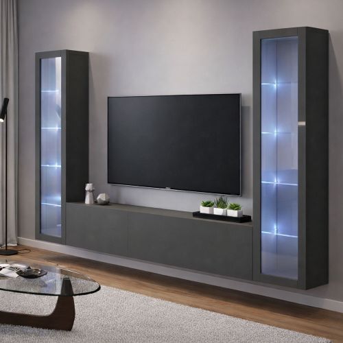 Parete attrezzata 9 ripiani 260cm antracite - Leda