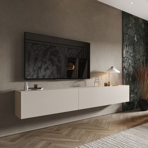 Parete Attrezzata Beige Modulabile 2 Ripiani, Apertura Battente - Gava