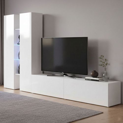 Parete Attrezzata Bianco 12 Ripiani Modulabile 280x30x180h cm, 12 Vani - Grado