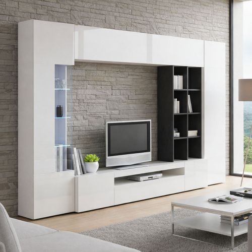 Parete Attrezzata Bianco 7 Ripiani Modulabile 290x40x192h cm, 16 Vani - Mazze
