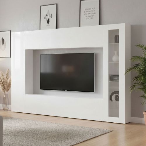 Parete Attrezzata Bianco 8 Ripiani Modulabile 260x30x180h cm, 14 Vani - Alatri