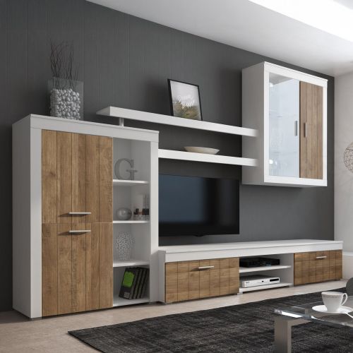 Parete Attrezzata Bianco Marrone Noce 11 Ripiani Modulabile, 18 Vani - Casies