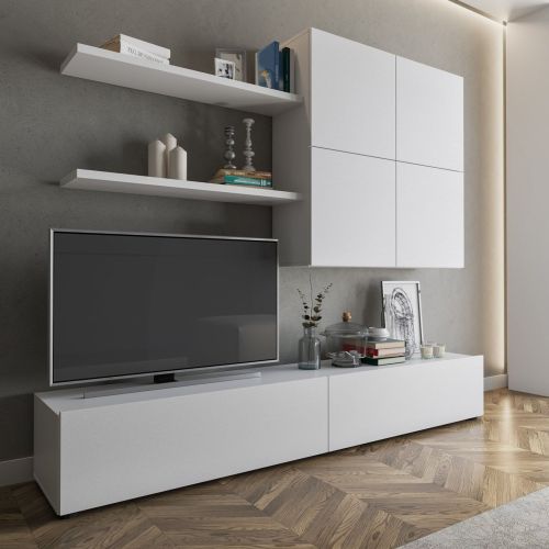 Parete Attrezzata Bianco Modulabile 4 Ripiani, 6 Ante - Bagnaria
