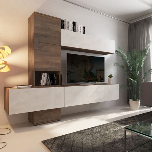 Parete Attrezzata Marrone Noce Bianco Modulabile 6 Ante, set Componibile - Isola