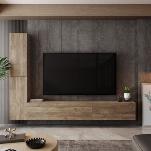 Parete Attrezzata Marrone Noce Modulabile 4 Ripiani, 4 Ante - Gatafa