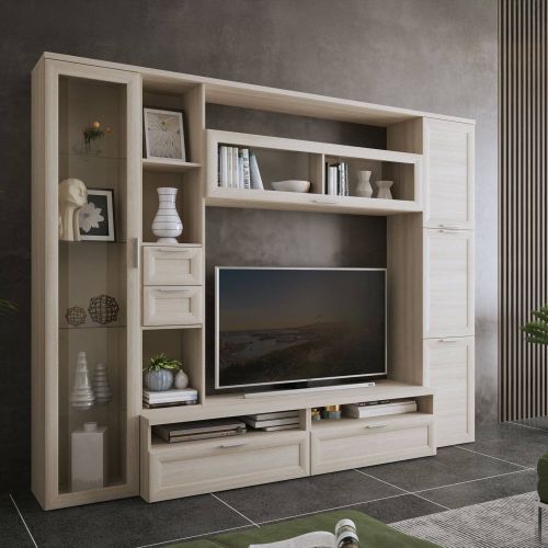 Parete Attrezzata Marrone Olmo Modulabile 4 Cassetti, 8 Ripiani - Carenno