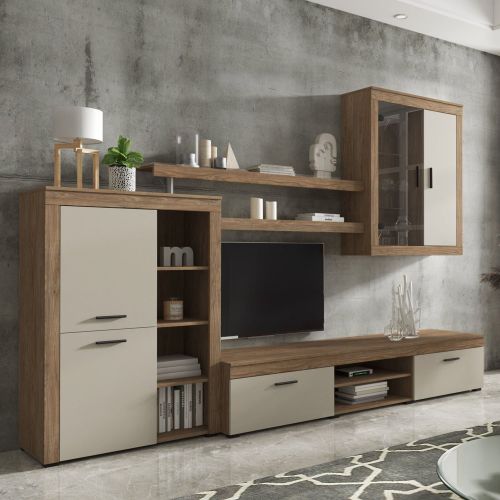 Parete Attrezzata Marrone Rovere Beige 11 Ripiani Modulabile, 18 Vani - Casies