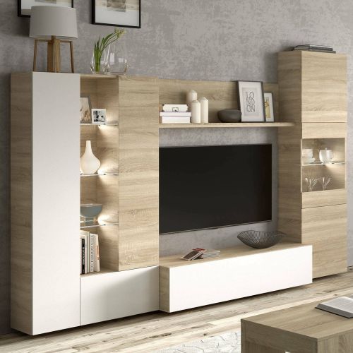 Parete attrezzata moderna 260 cm rovere e bianca - Angioletto