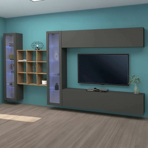 Parete attrezzata multifunzione 350cm antracite - Avella
