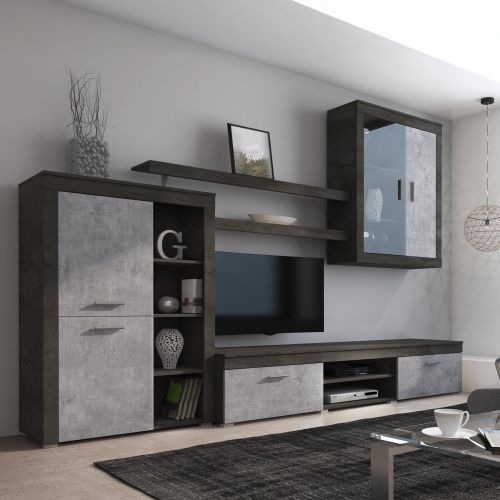 Parete Attrezzata Nero Antracite Grigio 11 Ripiani Modulabile, 18 Vani - Casies