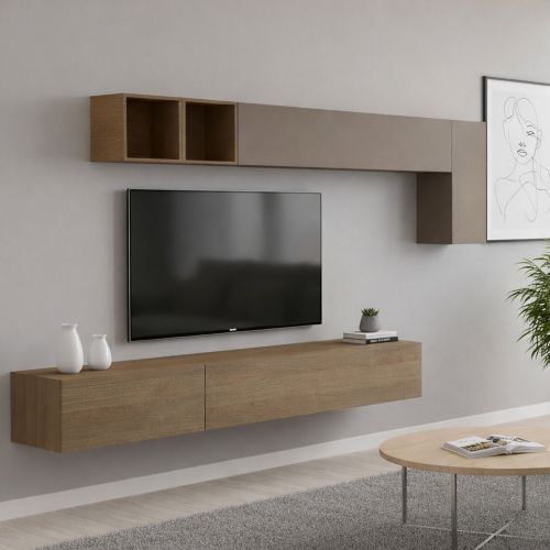 Parete salotto 5 ante 276cm bronzo e noce - Barumini