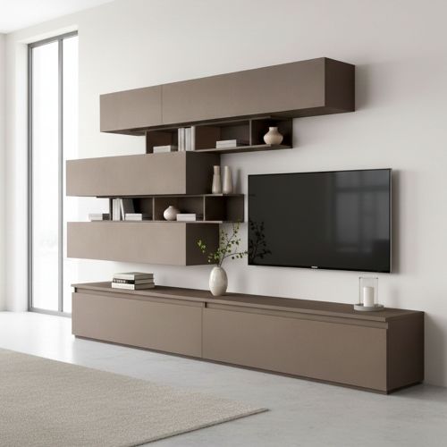 Parete salotto 8 ripiani 276cm bronzo e grigia - Hilaire