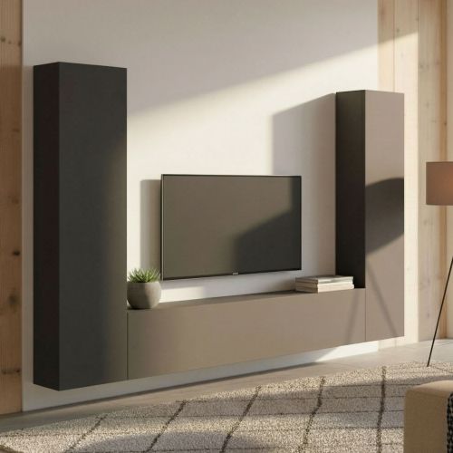 Parete salotto in legno 260cm antracite - Natasha