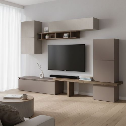 Parete salotto moderna 290cm bronzo e grigia - Tammy
