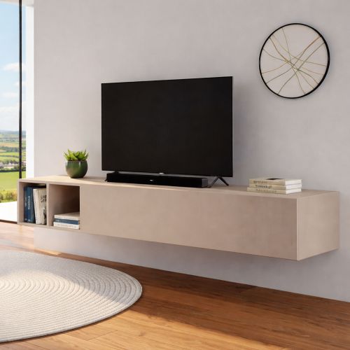 Parete salotto multifunzione 194cm noce e grigia - Koguma