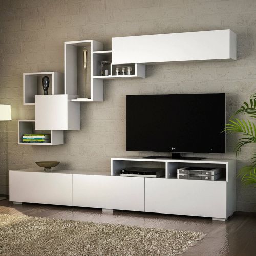 Parete salotto smart 210cm bianca - HuaMulan