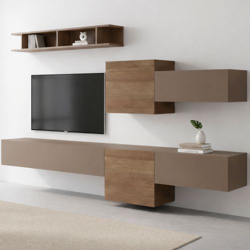 Parete salotto smart 262cm bronzo e noce - Tony