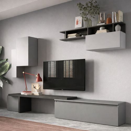 Parete salotto smart 290cm ardesia e grigia - Chris