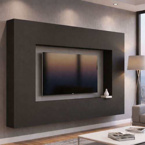 Parete soggiorno multifunzione 260cm antracite - Amel