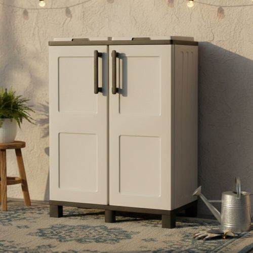 Pattumiera Grigio Chiaro Nero Capacità 220 (110 per Sacco) Ante a Quadri 68x37x90h cm, 2 Cestini Made in Italy - Alistar