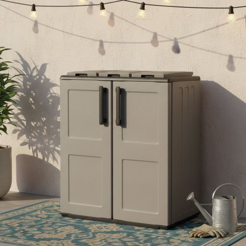 Pattumiera Grigio Nero Capacità 210 (70 per Sacco) 3 Cestini 68x37x84h cm, Colore Struttura Nero Made in Italy - Artan
