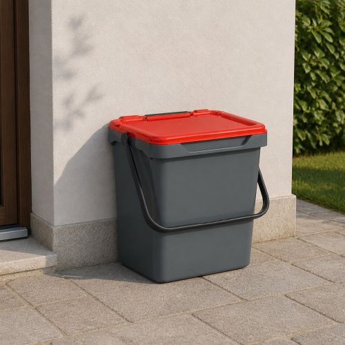 Pattumiera Rosso Capacità 37 lt un Cestino 40x31x39h cm, Made in Italy - Foscas