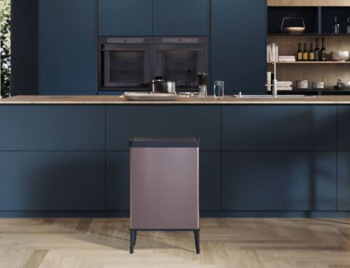 Pattumiera Scillato, Cestino portarifiuti, Bidone per raccolta differenziata, Mobile per spazzatura, 44x27 h69 cm, Marrone