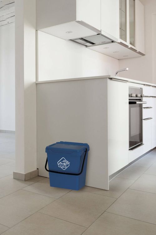 Pattumiera Stavelot, Cestino portarifiuti, Bidone per raccolta differenziata, Cestino spazzatura, 100% Made in Italy, 40x31h39 cm, Blu