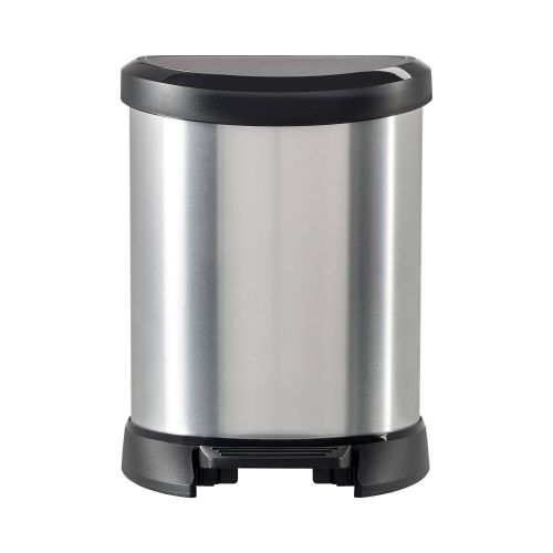 Pattumiera Suni, Cestino portarifiuti, Bidone per raccolta differenziata, Mobile per spazzatura, 25x21 h28 cm, Argento e Nero