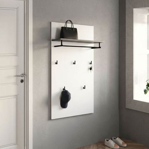 Pensile appendiabiti 80x115h cm 5 posti bianco lucido e antracite - Flaviana