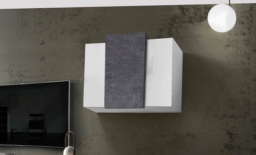 Pensile bagno 3 ante 90x66h cm bianco lucido e ardesia - Andras