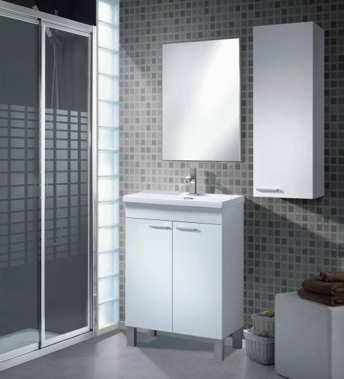 Pensile bagno modulabile 30x85h cm bianco lucido - Alcott
