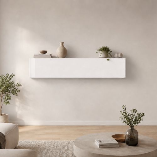 Pensile moderno 180x40h cm bianco lucido - Anette