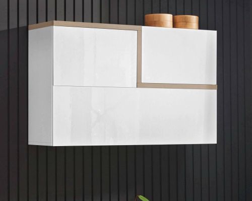 Pensile moderno 4 ante 100x63h cm bianco lucido e acero - Anico