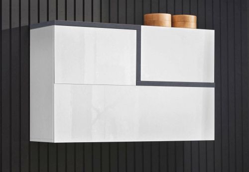 Pensile moderno 4 ante 100x63h cm bianco lucido e ardesia - Anico