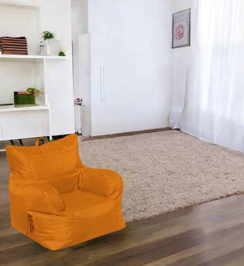 Poltrona Ababa, Seduta imbottita, Divano singolo da salotto, Sedia con braccioli, Made in Italy, 75x65 h70 cm, Arancione
