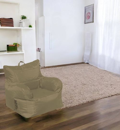 Poltrona Ababa, Seduta imbottita, Divano singolo da salotto, Sedia con braccioli, Made in Italy, 75x65 h70 cm, Beige