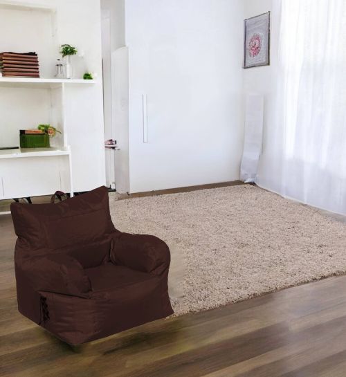 Poltrona Ababa, Seduta imbottita, Divano singolo da salotto, Sedia con braccioli, Made in Italy, 75x65 h70 cm, Marrone
