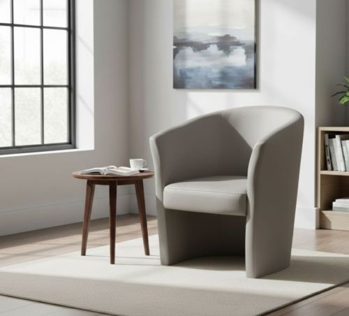Poltrona Abrera, Poltrona da salotto, Seduta imbottita, Sedia con braccioli in ecopelle, 64x63h76 cm, Grigio